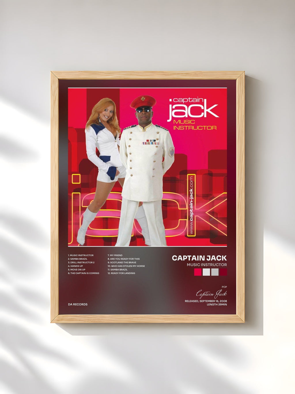 #bois Tableau de l'album Music Instructor de Captain Jack, cadre en bois brut, imprimé et encadré en France