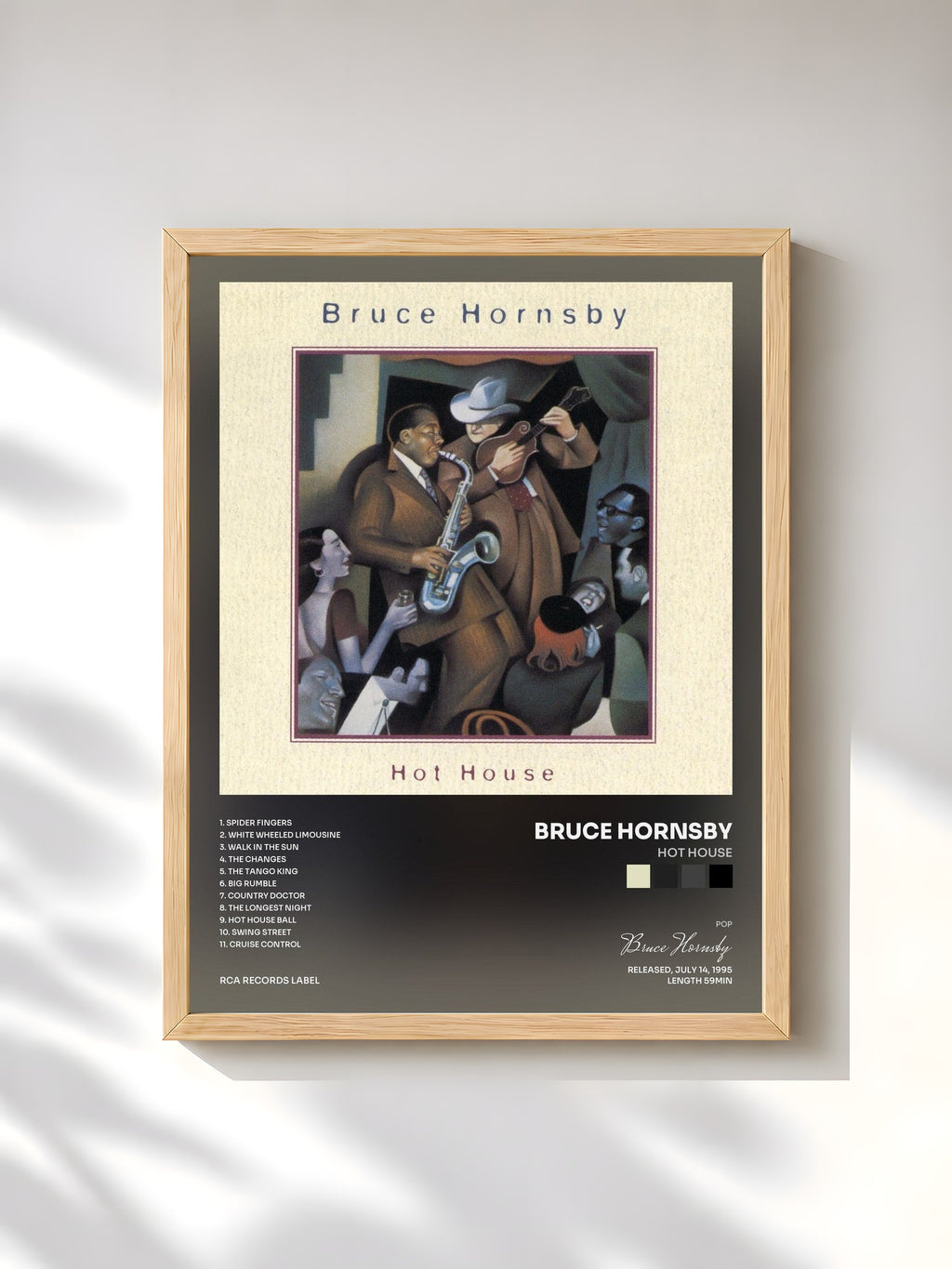 #bois Tableau de l'album Hot House de Bruce Hornsby, cadre en bois brut, imprimé et encadré en France