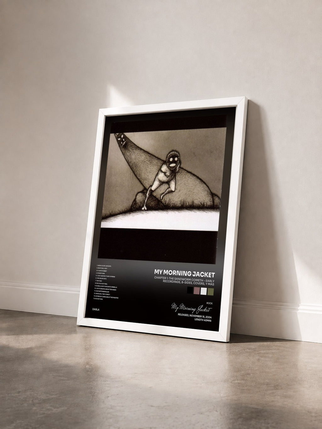 #blanc Tableau de l'album Chapter 1: The Sandworm Cometh - Early Recordings, B-Sides, Covers, y Mas de My Morning Jacket vu de trois quarts, cadre blanc