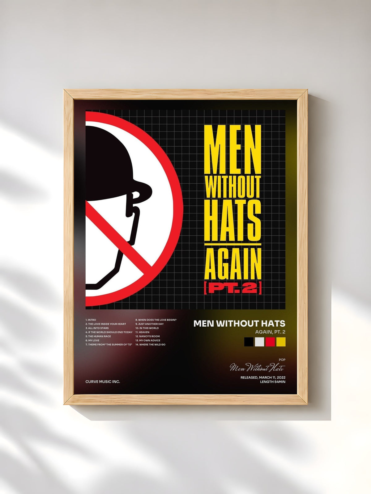 #bois Tableau de l'album Again, Pt. 2 de Men Without Hats, cadre en bois brut, imprimé et encadré en France