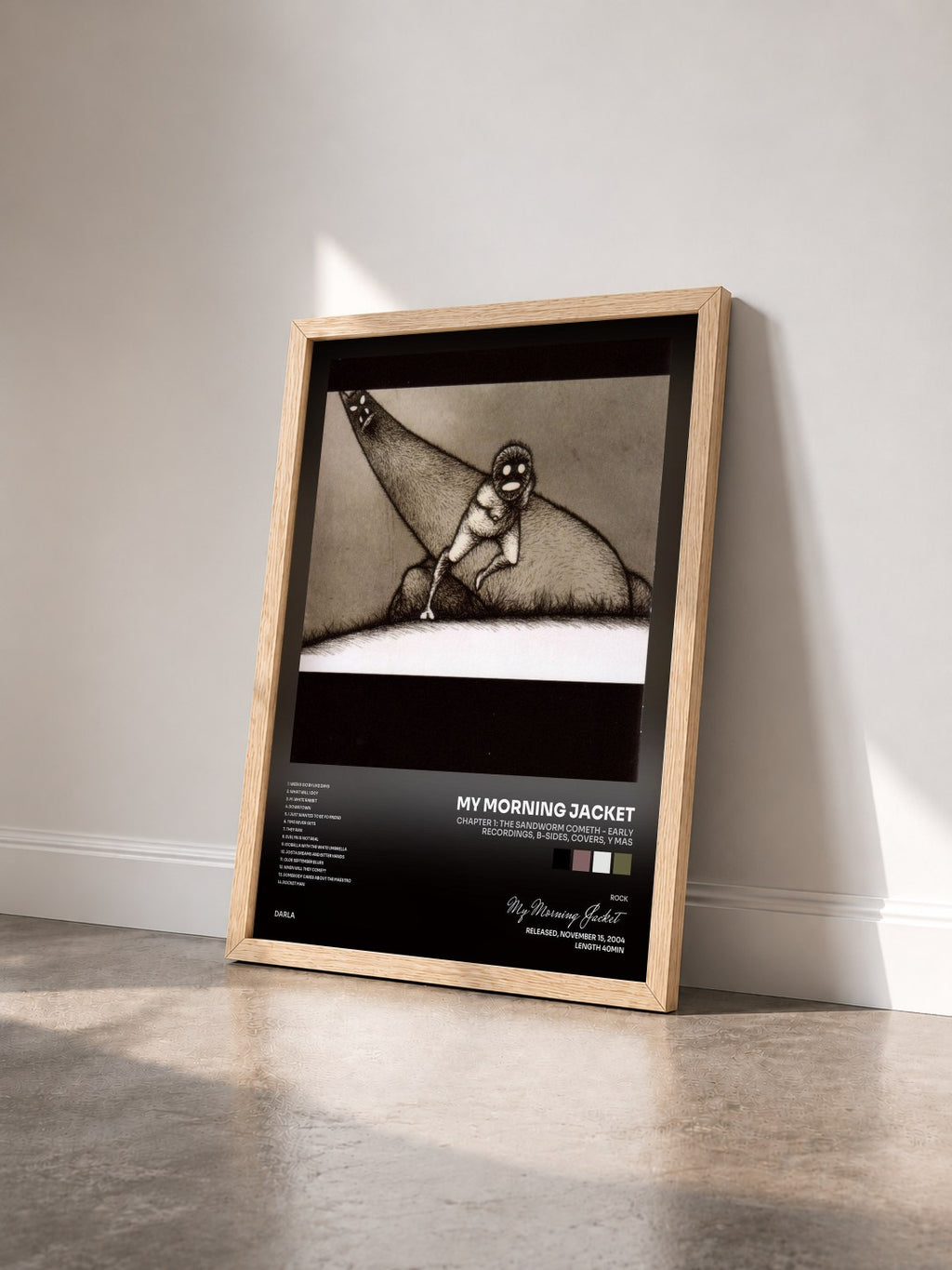 #bois Tableau de l'album Chapter 1: The Sandworm Cometh - Early Recordings, B-Sides, Covers, y Mas de My Morning Jacket vu de trois quarts, cadre en bois brut