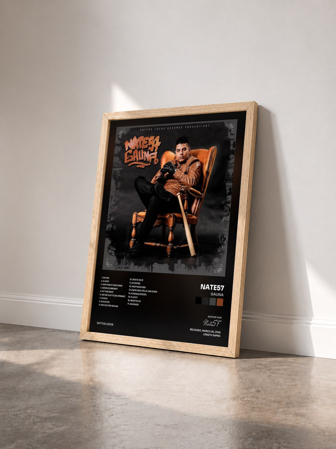 #bois Tableau de l'album Gauna de Nate57 vu de trois quarts, cadre en bois brut