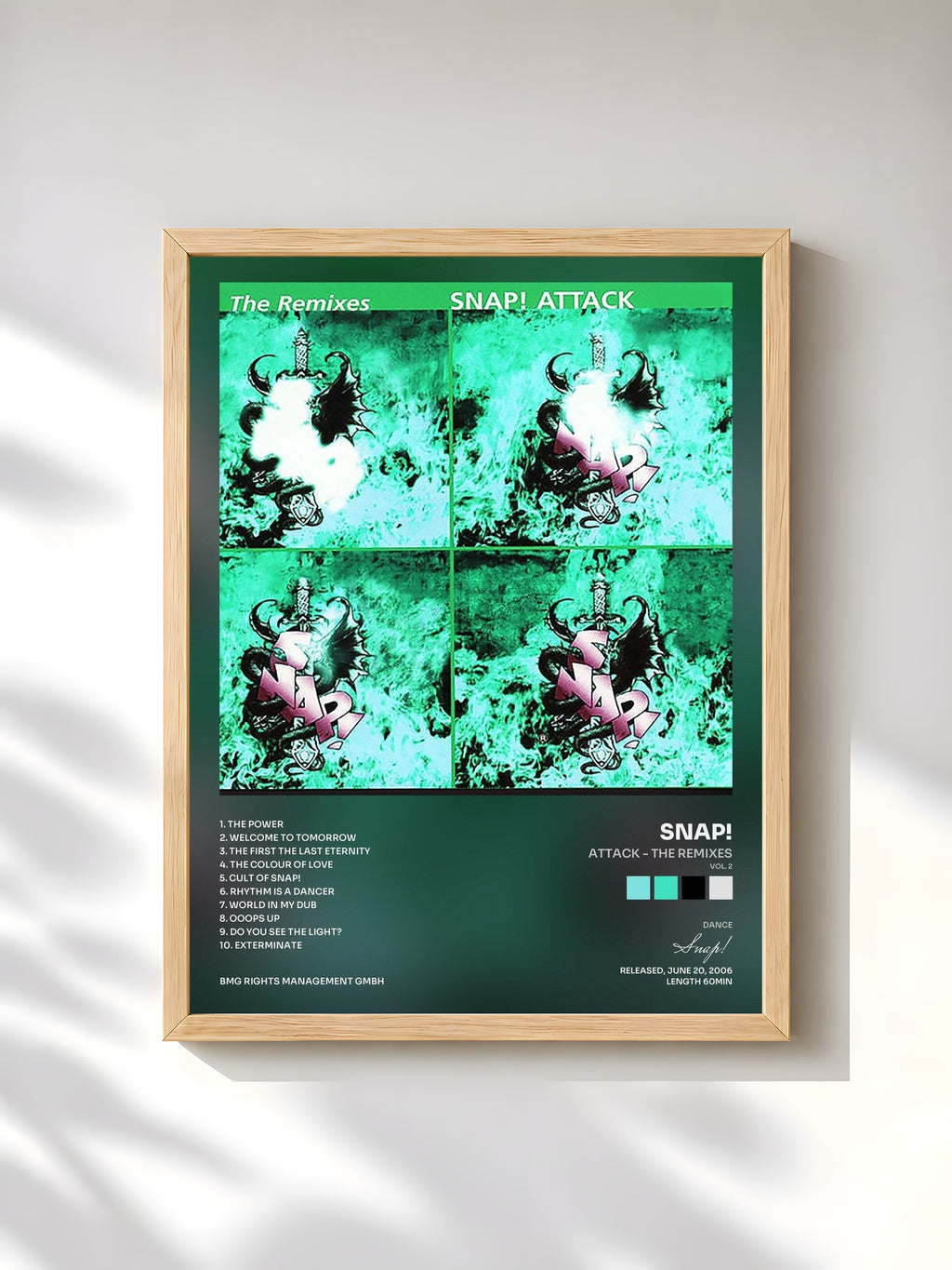#bois Tableau de l'album Attack - The Remixes (Vol. 2) de Snap!, cadre en bois brut, imprimé et encadré en France