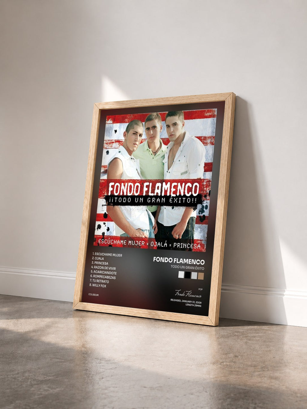 #bois Tableau de l'album Todo un Gran Éxito de Fondo Flamenco vu de trois quarts, cadre en bois brut