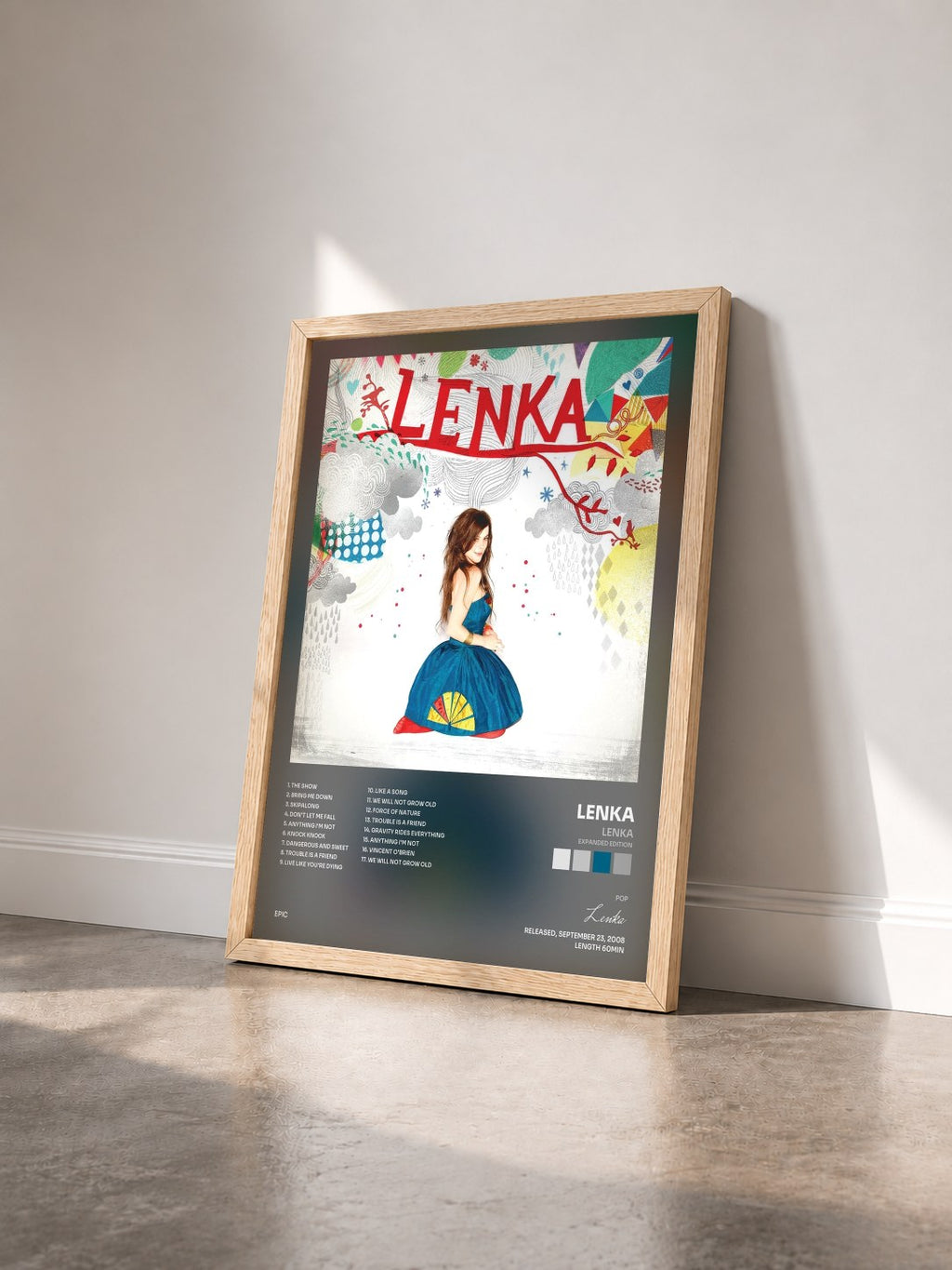 #bois Tableau de l'album Lenka (Expanded Edition) de Lenka vu de trois quarts, cadre en bois brut