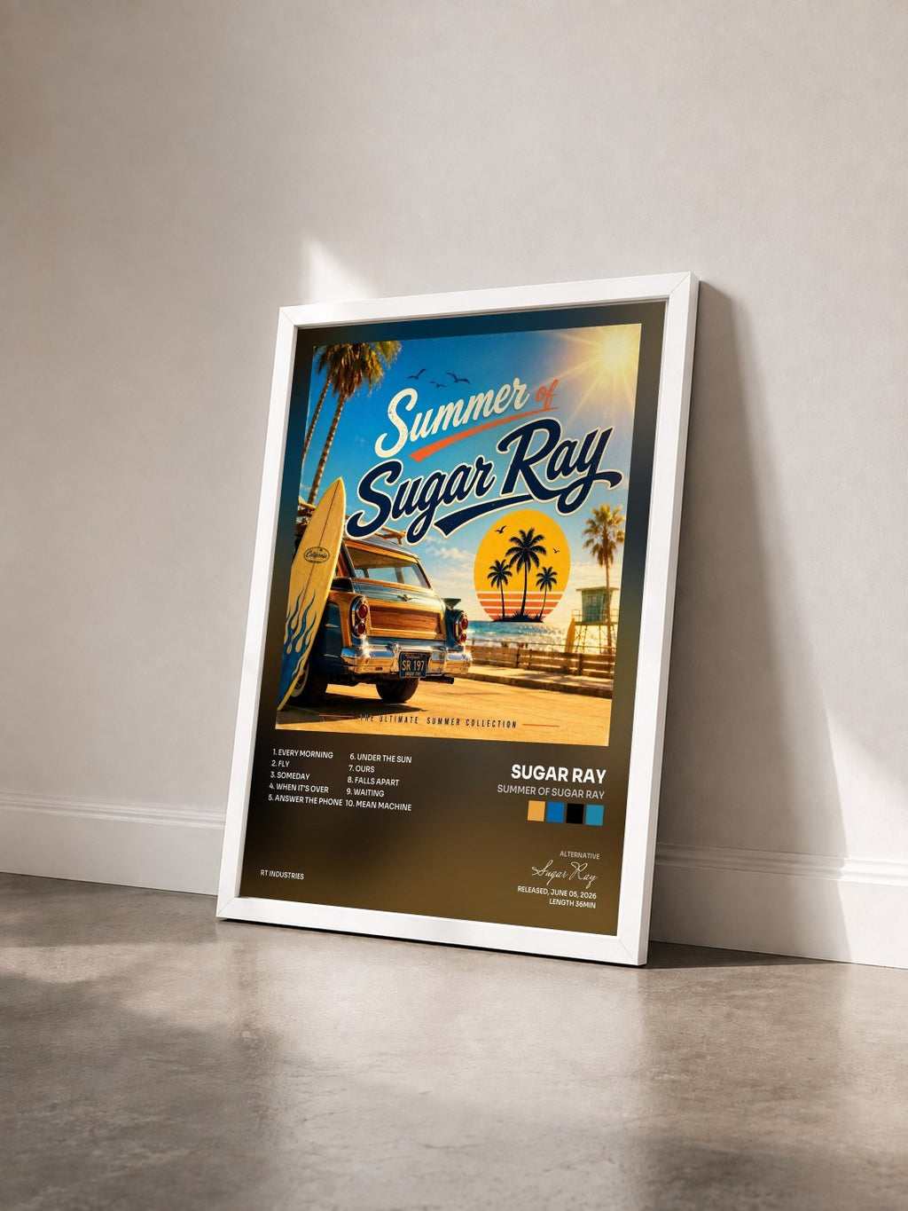 #blanc Tableau de l'album Summer of Sugar Ray de Sugar Ray vu de trois quarts, cadre blanc
