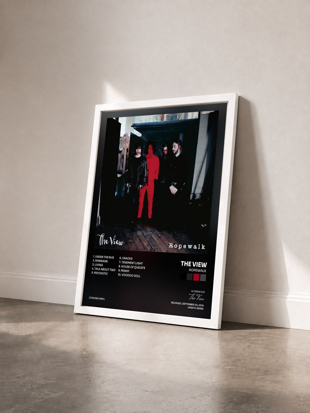 #blanc Tableau de l'album Ropewalk de The View vu de trois quarts, cadre blanc