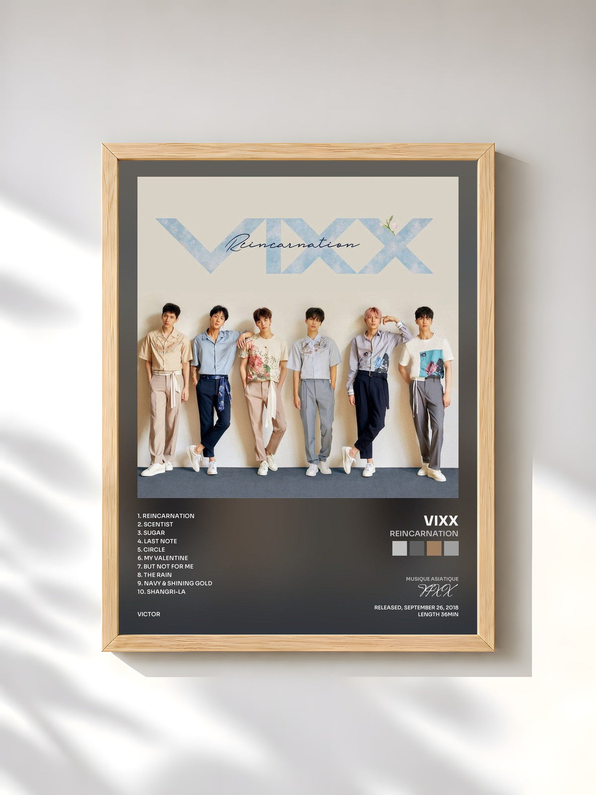 #bois Tableau de l'album Reincarnation de VIXX, cadre en bois brut, imprimé et encadré en France