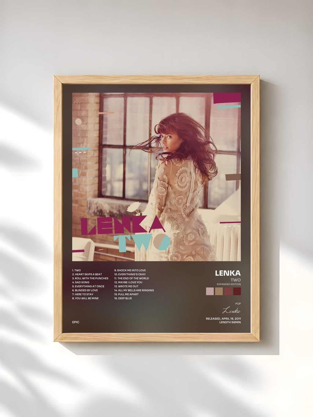 #bois Tableau de l'album Two (Expanded Edition) de Lenka, cadre en bois brut, imprimé et encadré en France