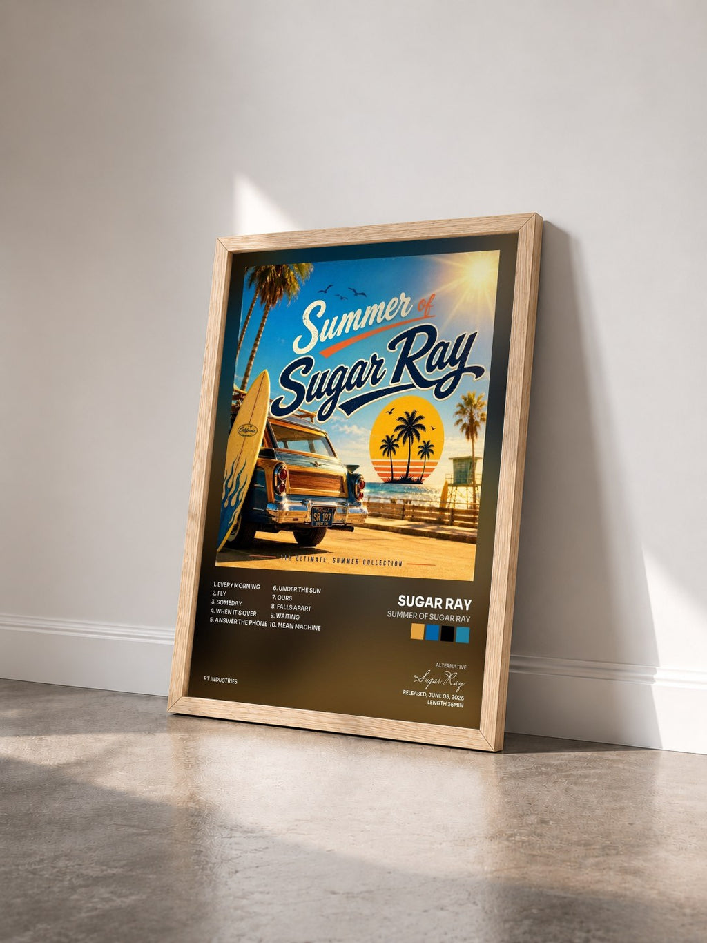 #bois Tableau de l'album Summer of Sugar Ray de Sugar Ray vu de trois quarts, cadre en bois brut