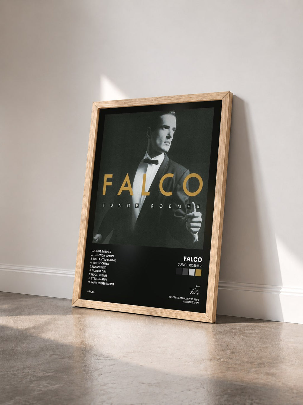 #bois Tableau de l'album Junge Roemer de Falco vu de trois quarts, cadre en bois brut