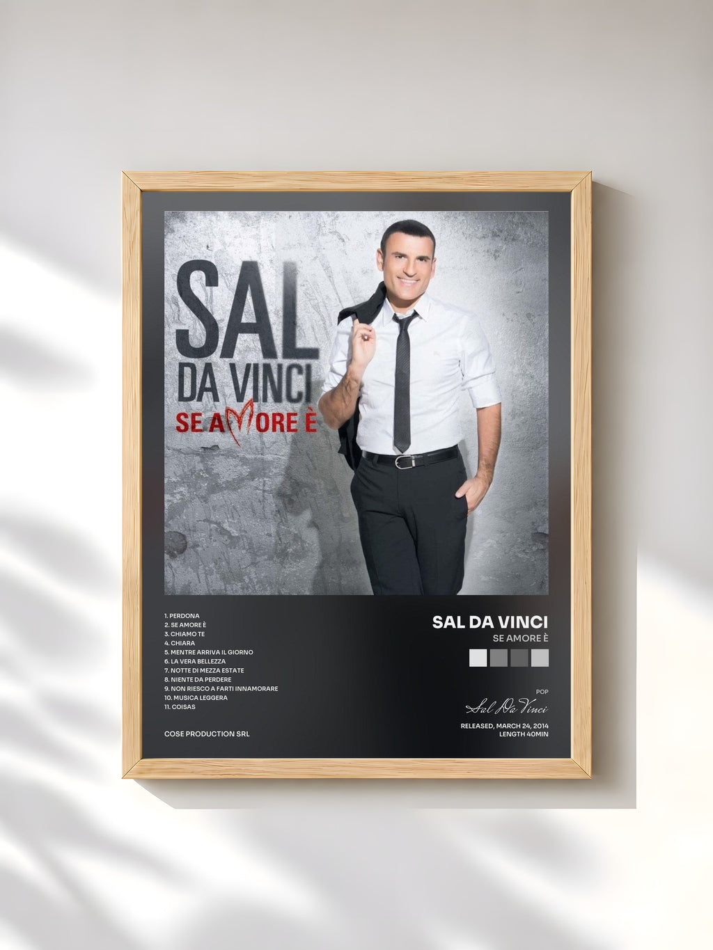 #bois Tableau de l'album Se amore è de Sal Da Vinci, cadre en bois brut, imprimé et encadré en France
