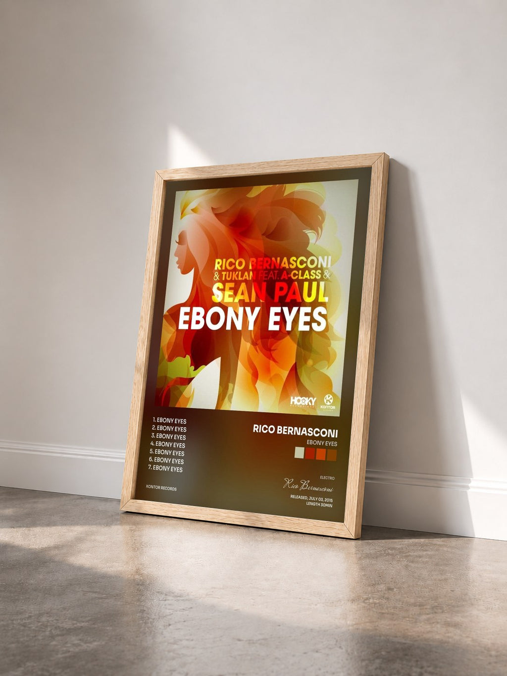 #bois Tableau de l'album Ebony Eyes de Rico Bernasconi vu de trois quarts, cadre en bois brut
