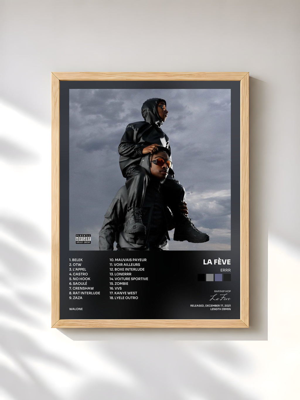 #bois Tableau de l'album ERRR de La Fève, cadre en bois brut, imprimé et encadré en France