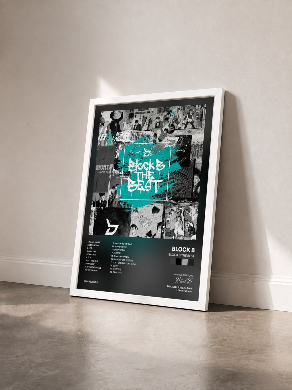 #blanc Tableau de l'album Block B THE BEST de Block B vu de trois quarts, cadre blanc