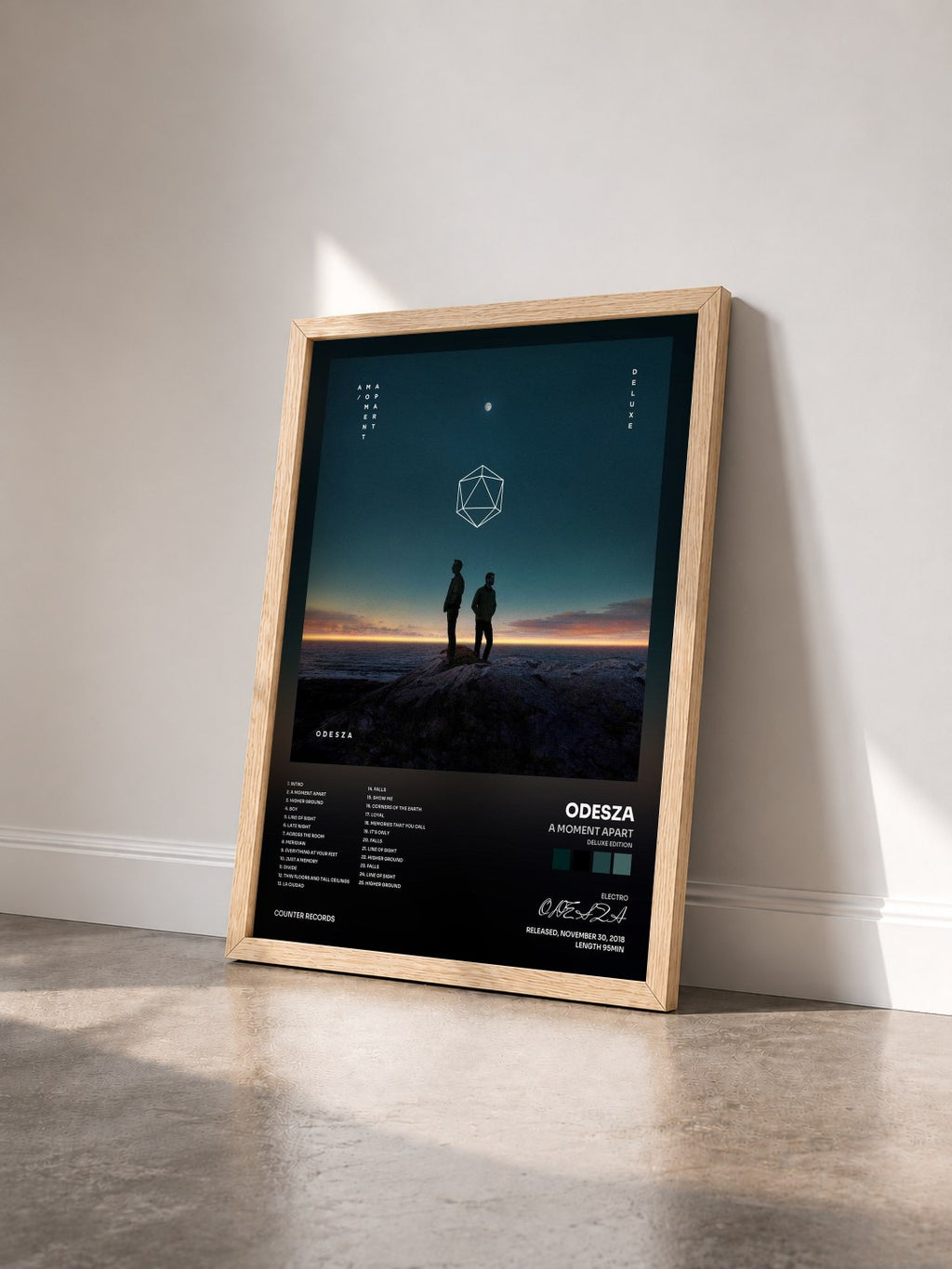 #bois Tableau de l'album A Moment Apart (Deluxe Edition) de ODESZA vu de trois quarts, cadre en bois brut