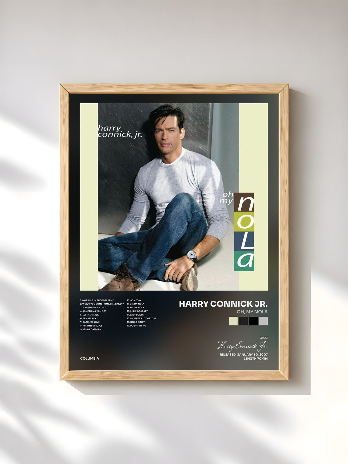 #bois Tableau de l'album Oh, My NOLA de Harry Connick Jr., cadre en bois brut, imprimé et encadré en France