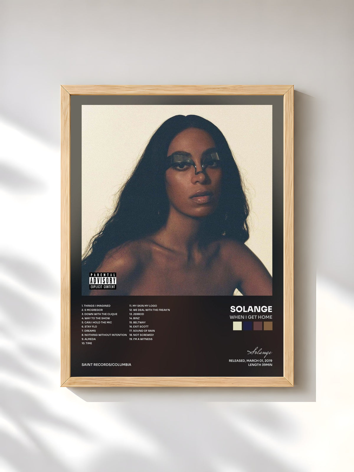 #bois Tableau de l'album When I Get Home de Solange, cadre en bois brut, imprimé et encadré en France