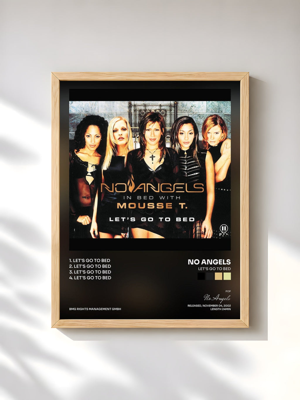 #bois Tableau de l'album Let's Go to Bed de No Angels, cadre en bois brut, imprimé et encadré en France