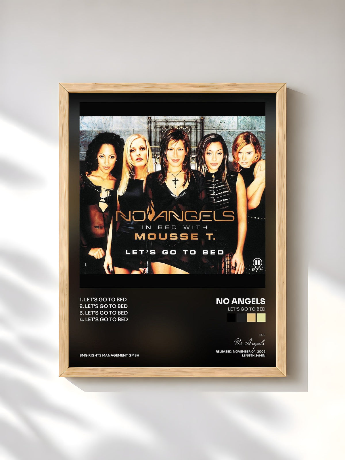 #bois Tableau de l'album Let's Go to Bed de No Angels, cadre en bois brut, imprimé et encadré en France