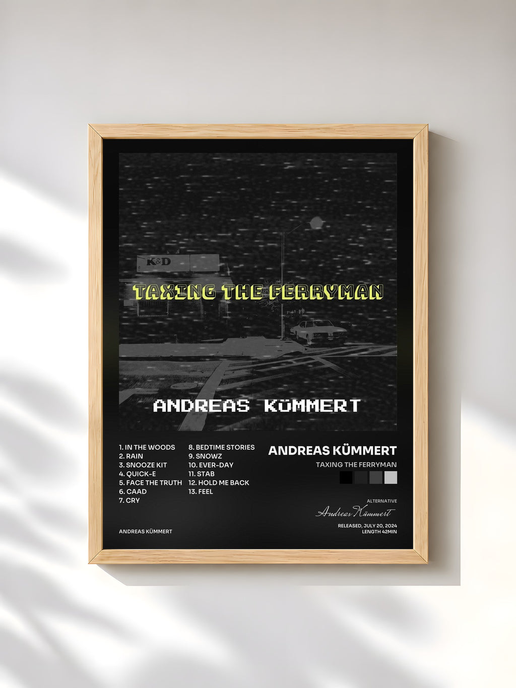 #bois Tableau de l'album Taxing the Ferryman de Andreas Kümmert, cadre en bois brut, imprimé et encadré en France