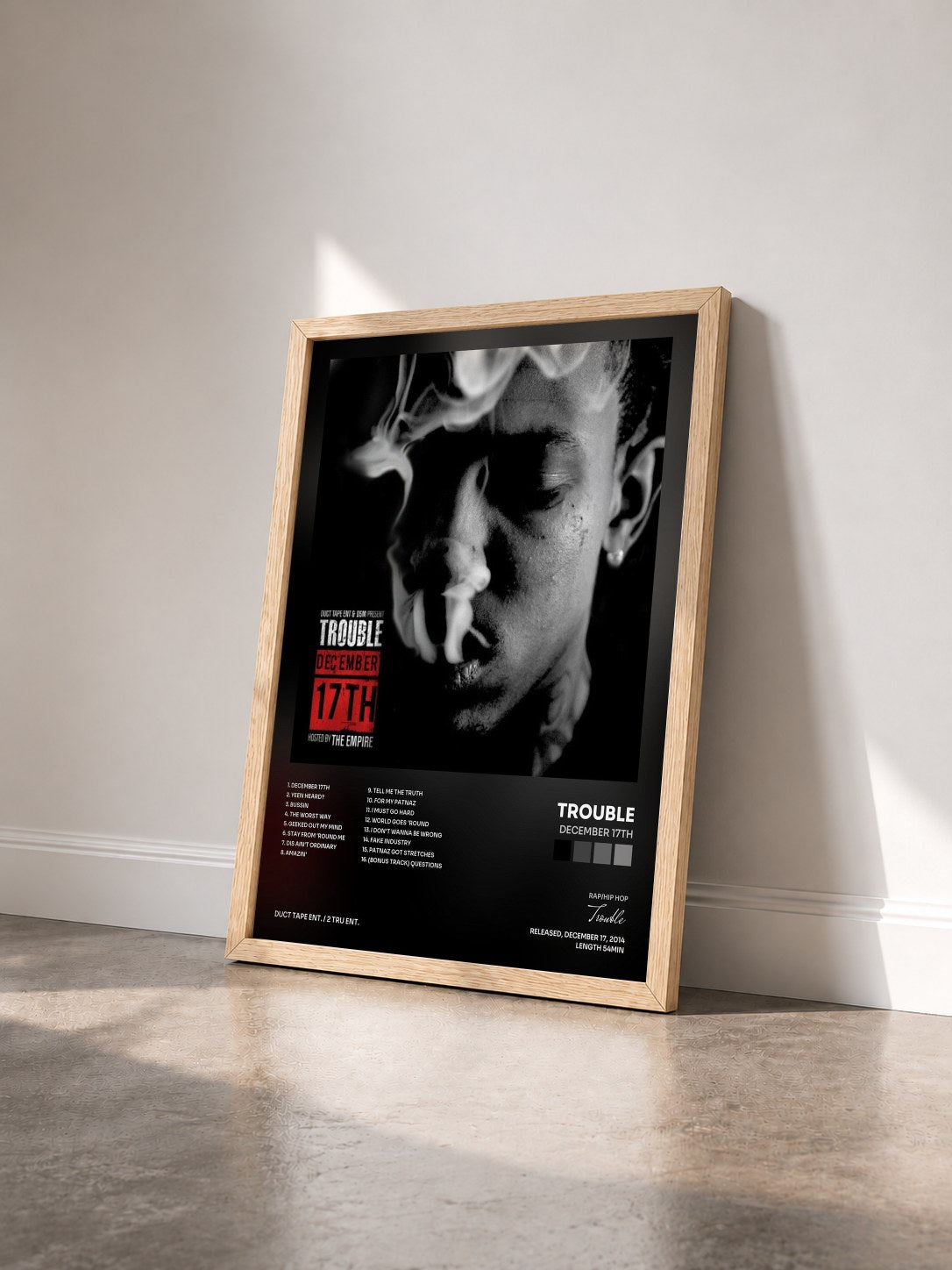 #bois Tableau de l'album December 17th de Trouble vu de trois quarts, cadre en bois brut