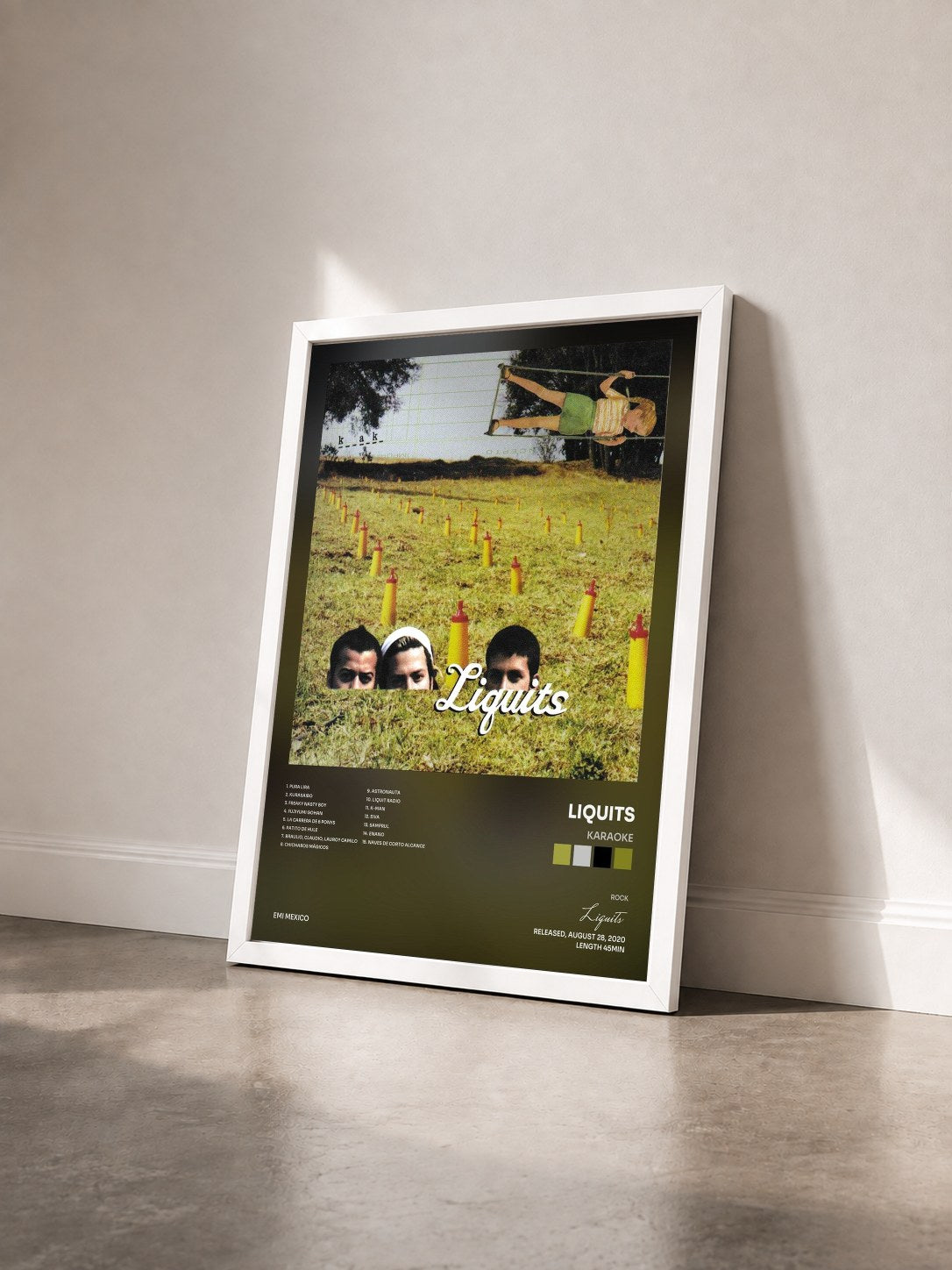 #blanc Tableau de l'album Karaoke de Liquits vu de trois quarts, cadre blanc