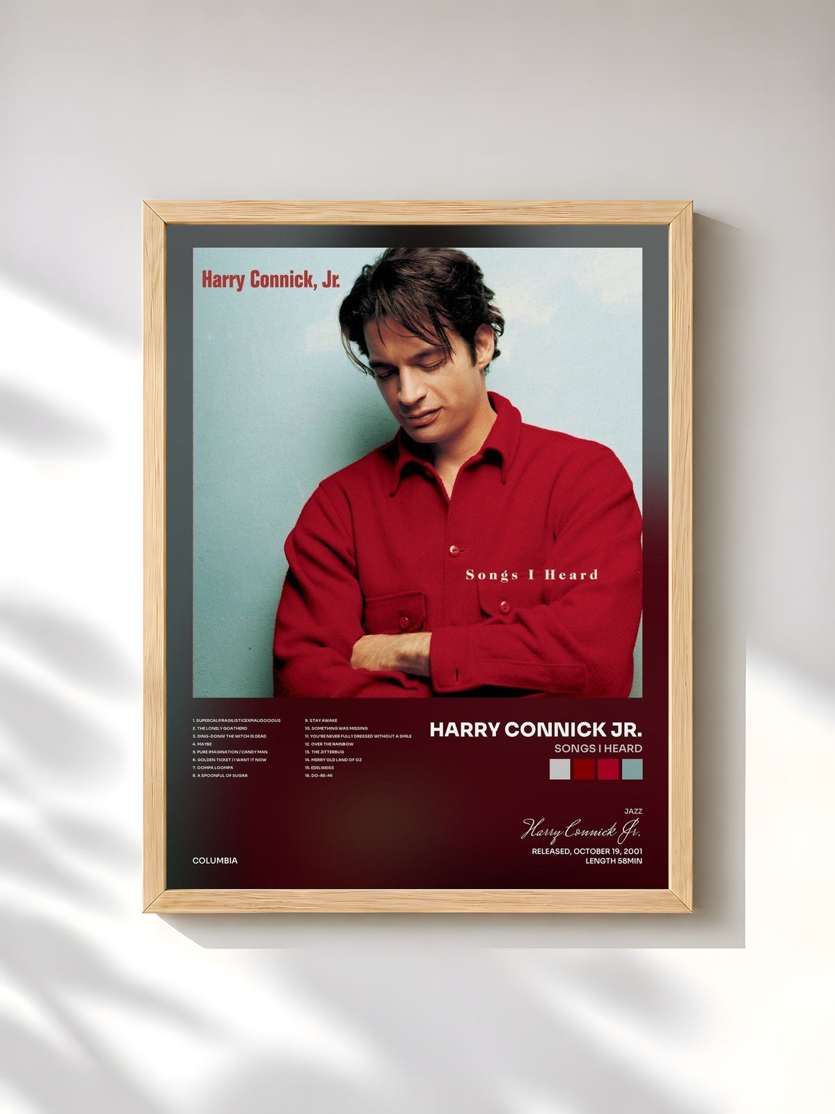 #bois Tableau de l'album Songs I Heard de Harry Connick Jr., cadre en bois brut, imprimé et encadré en France