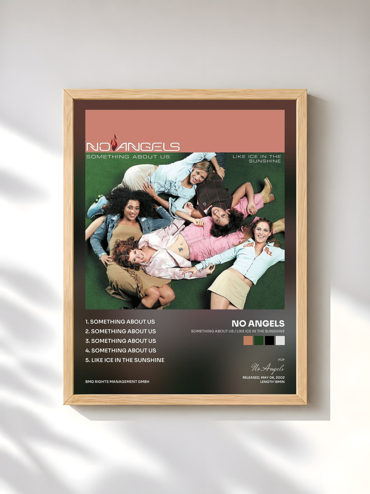 #bois Tableau de l'album Something About Us / Like Ice in the Sunshine de No Angels, cadre en bois brut, imprimé et encadré en France