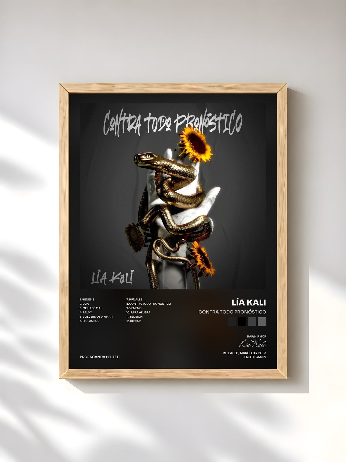 #bois Tableau de l'album Contra Todo Pronóstico de Lía Kali, cadre en bois brut, imprimé et encadré en France