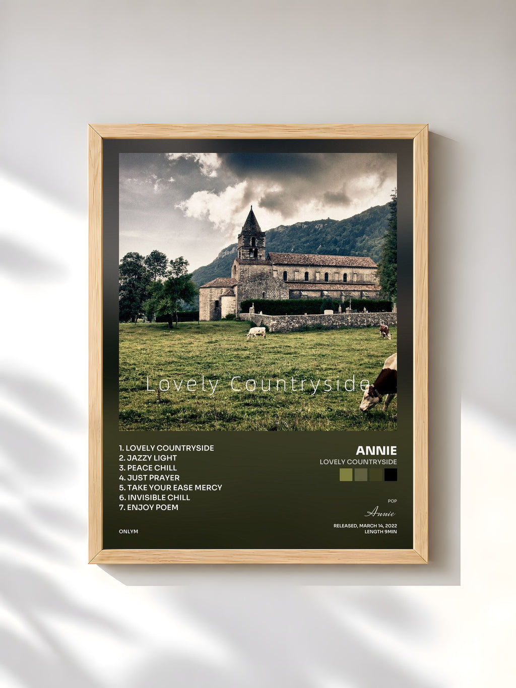 #bois Tableau de l'album Lovely Countryside de Annie, cadre en bois brut, imprimé et encadré en France