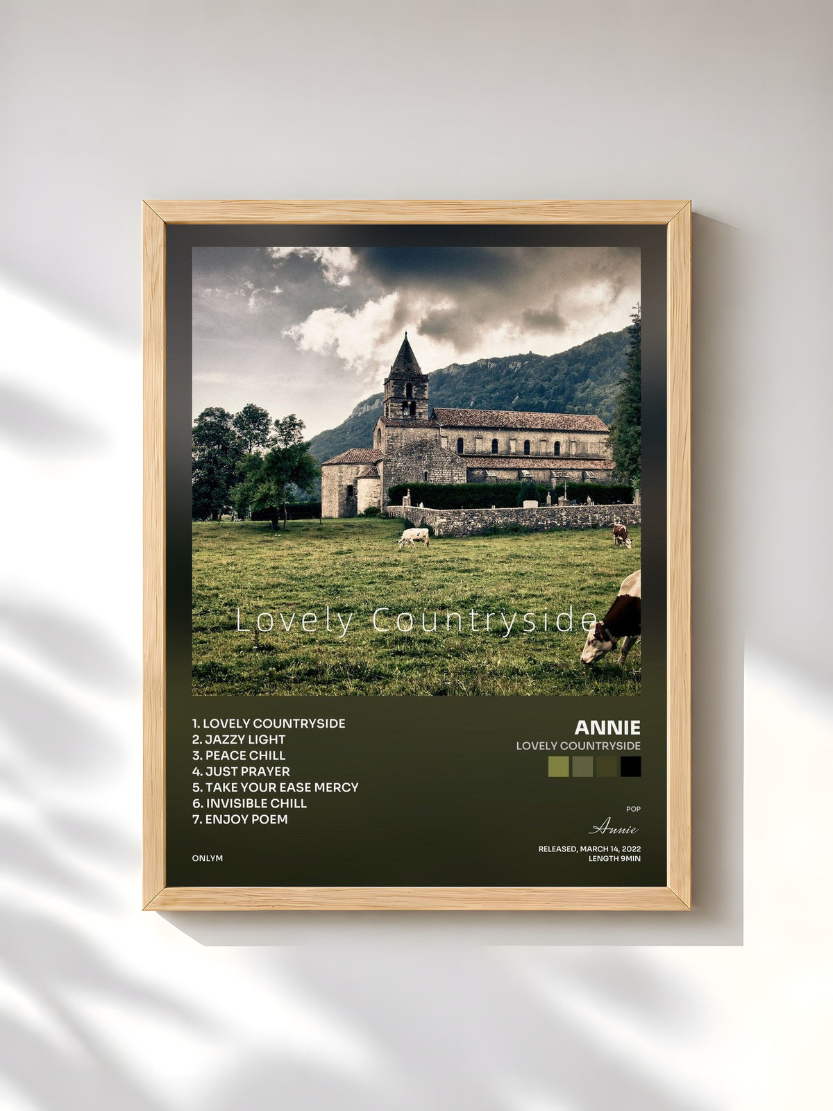 #bois Tableau de l'album Lovely Countryside de Annie, cadre en bois brut, imprimé et encadré en France