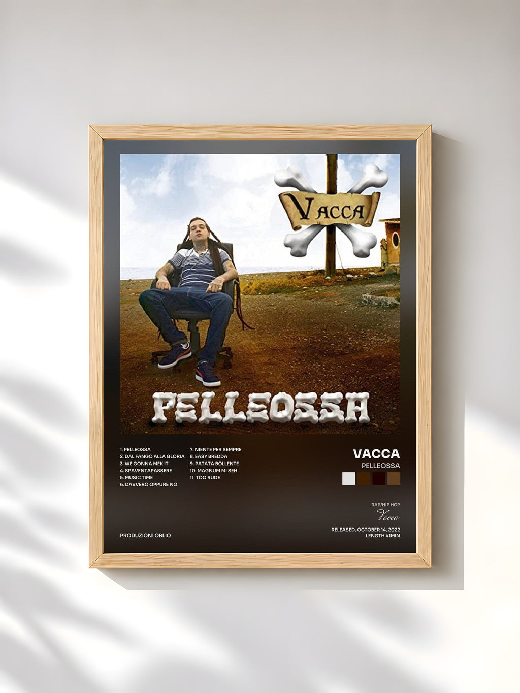 #bois Tableau de l'album Pelleossa de Vacca, cadre en bois brut, imprimé et encadré en France