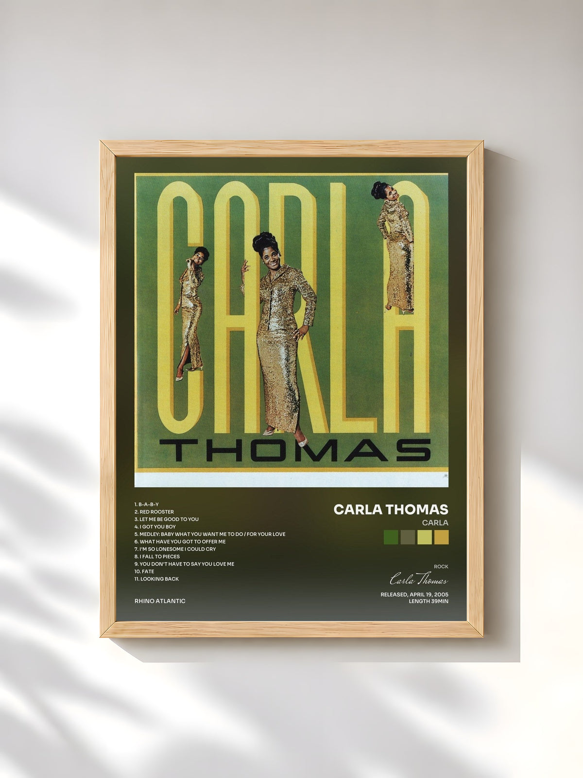 #bois Tableau de l'album Carla de Carla Thomas, cadre en bois brut, imprimé et encadré en France