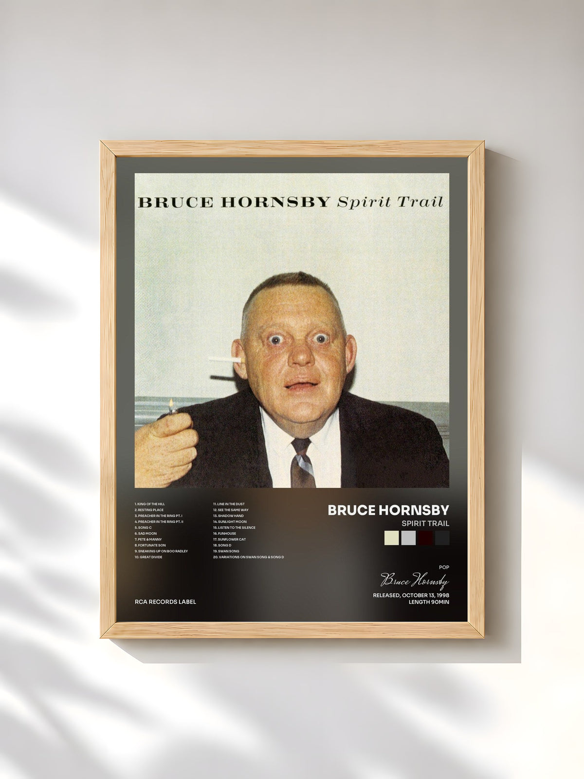 #bois Tableau de l'album Spirit Trail de Bruce Hornsby, cadre en bois brut, imprimé et encadré en France