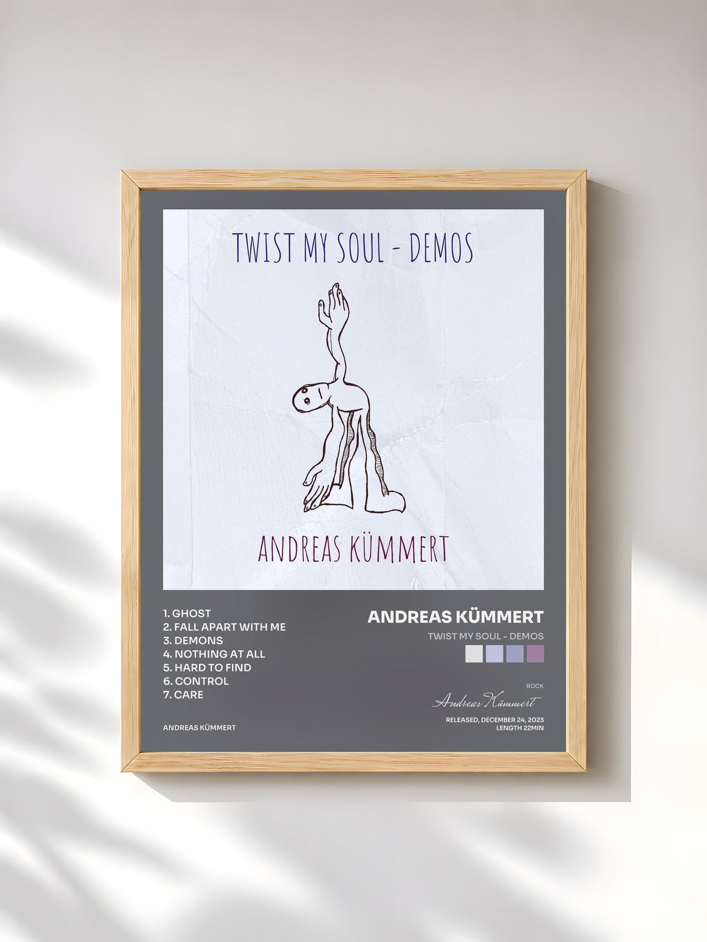 #bois Tableau de l'album Twist My Soul - Demos de Andreas Kümmert, cadre en bois brut, imprimé et encadré en France