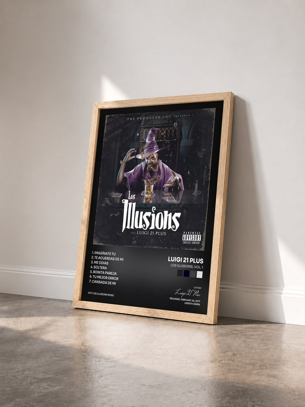 #bois Tableau de l'album Los Illusions, Vol. 1 de Luigi 21 Plus vu de trois quarts, cadre en bois brut