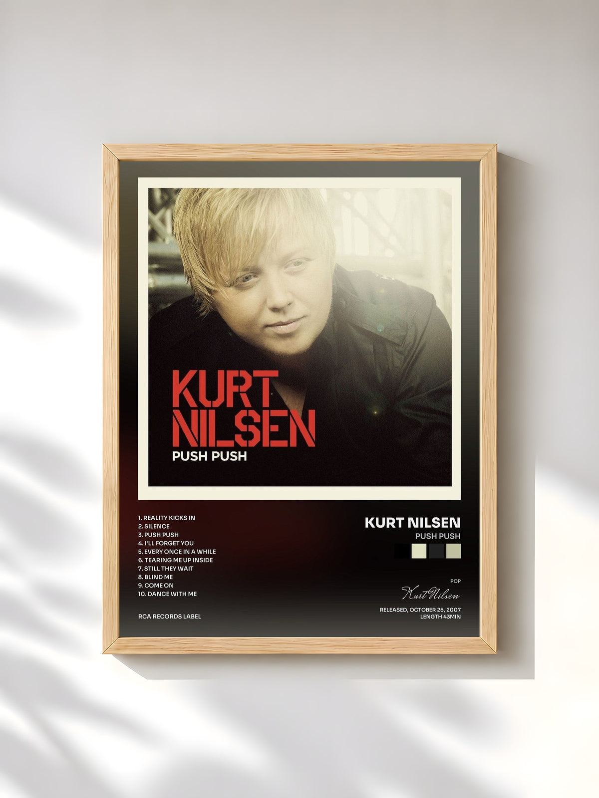 #bois Tableau de l'album Push Push de Kurt Nilsen, cadre en bois brut, imprimé et encadré en France