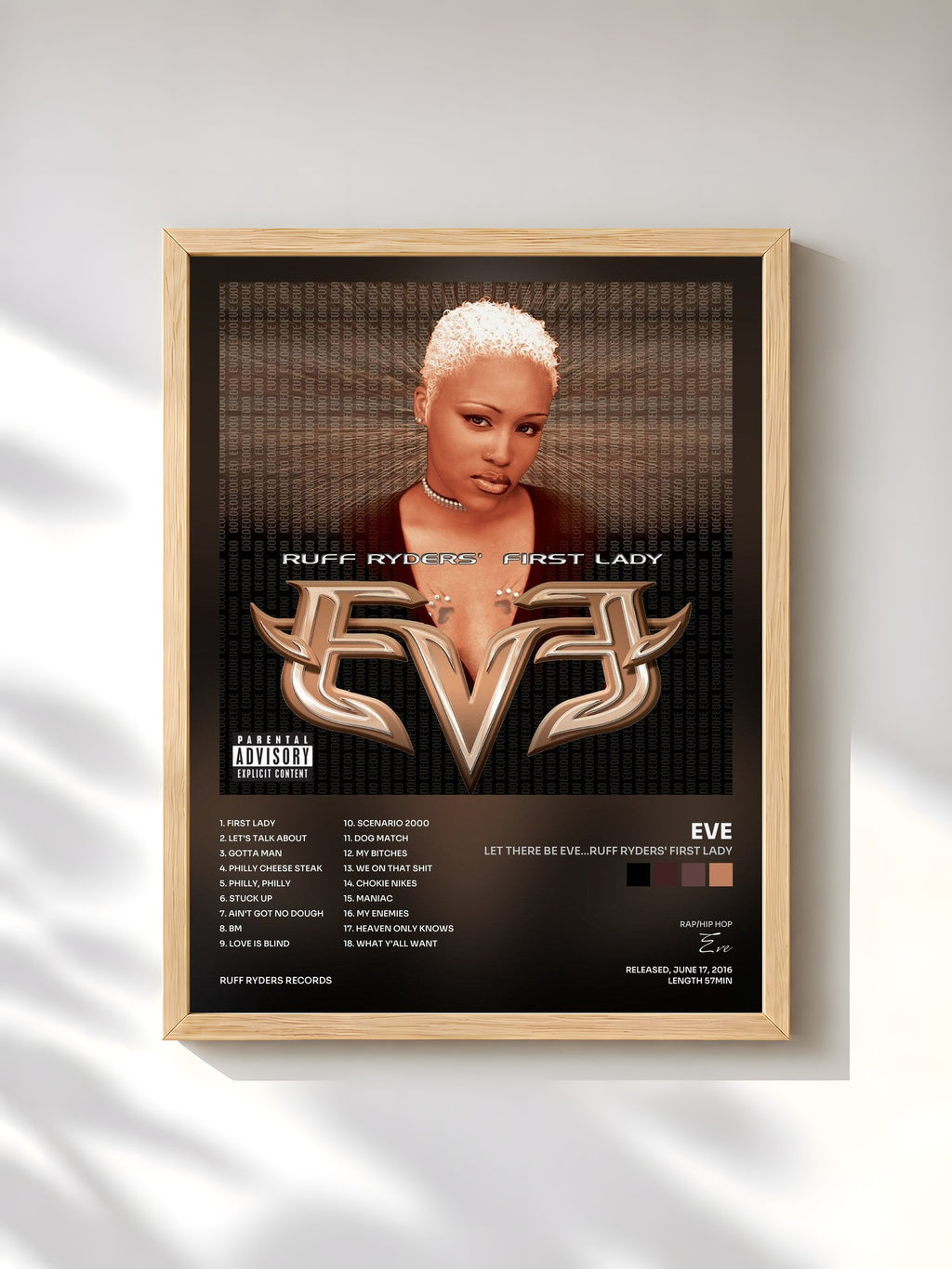 #bois Tableau de l'album Let There Be Eve...Ruff Ryders' First Lady de Eve, cadre en bois brut, imprimé et encadré en France