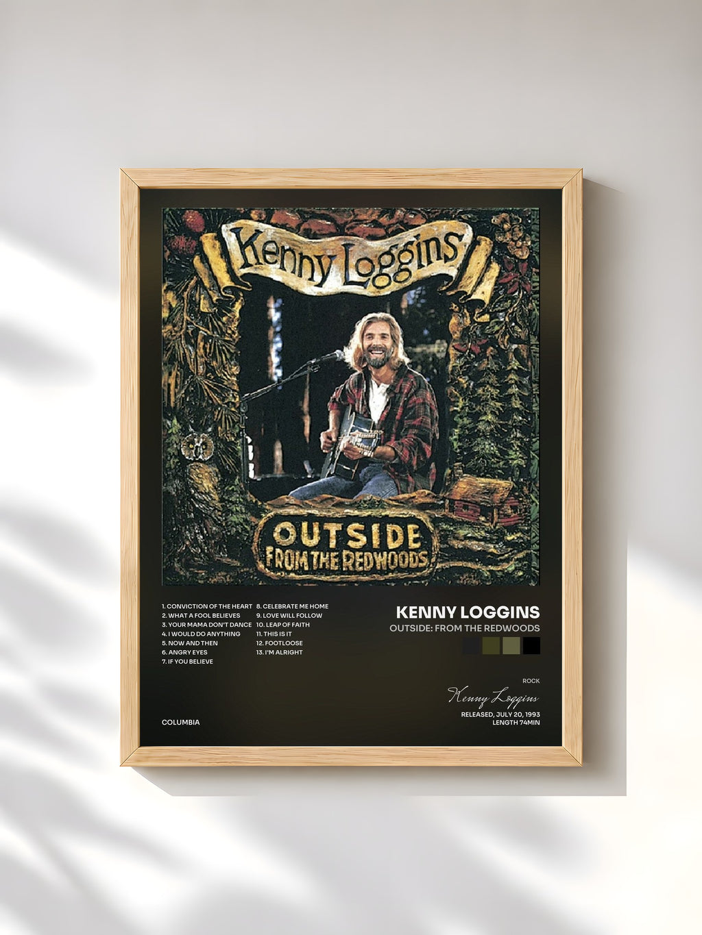 #bois Tableau de l'album Outside: From The Redwoods de Kenny Loggins, cadre en bois brut, imprimé et encadré en France