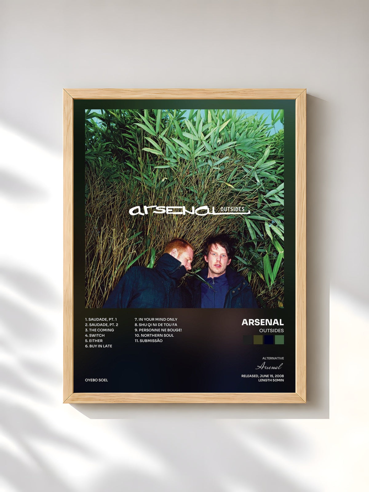 #bois Tableau de l'album Outsides de Arsenal, cadre en bois brut, imprimé et encadré en France
