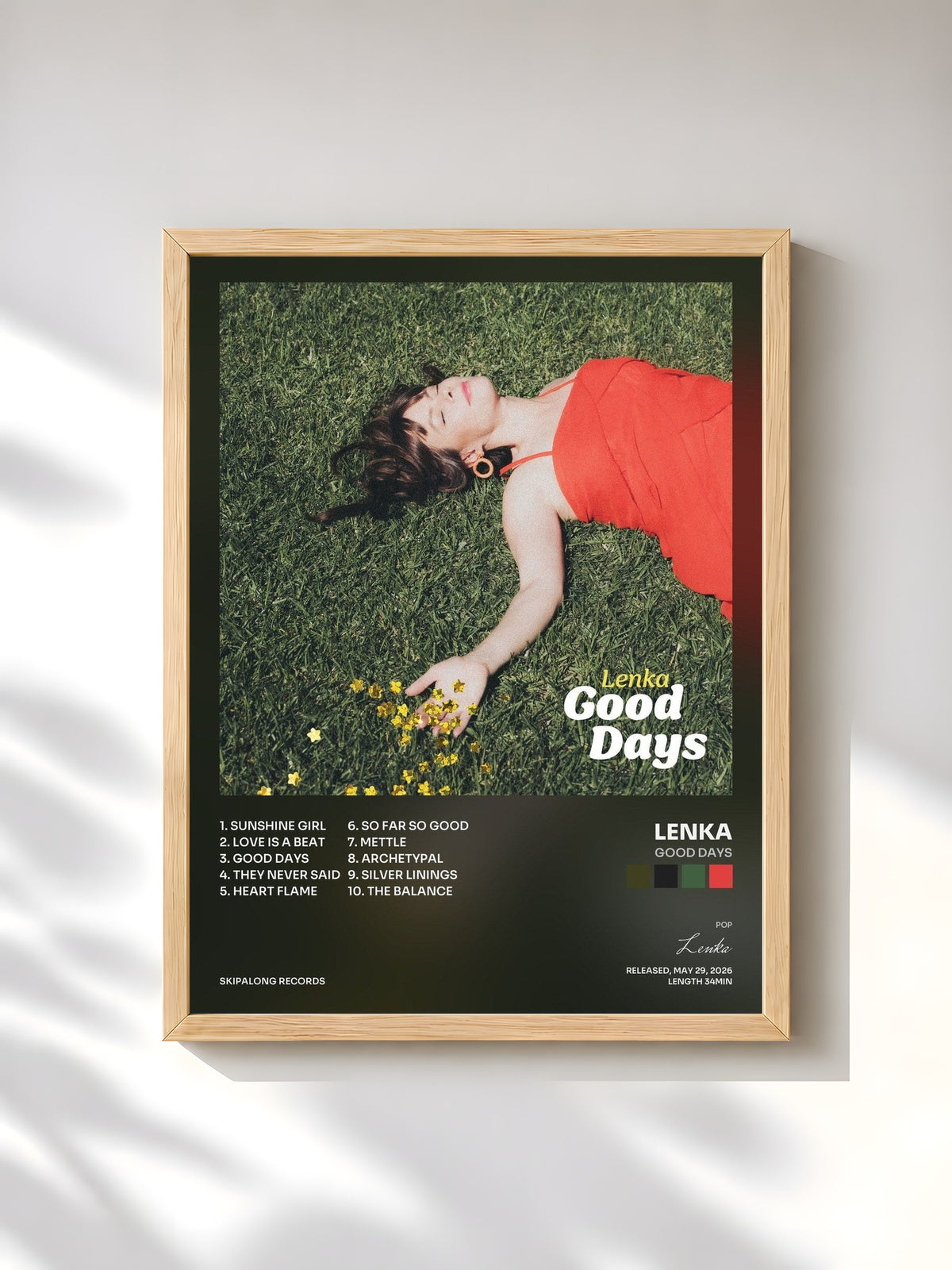 #bois Tableau de l'album Good Days de Lenka, cadre en bois brut, imprimé et encadré en France
