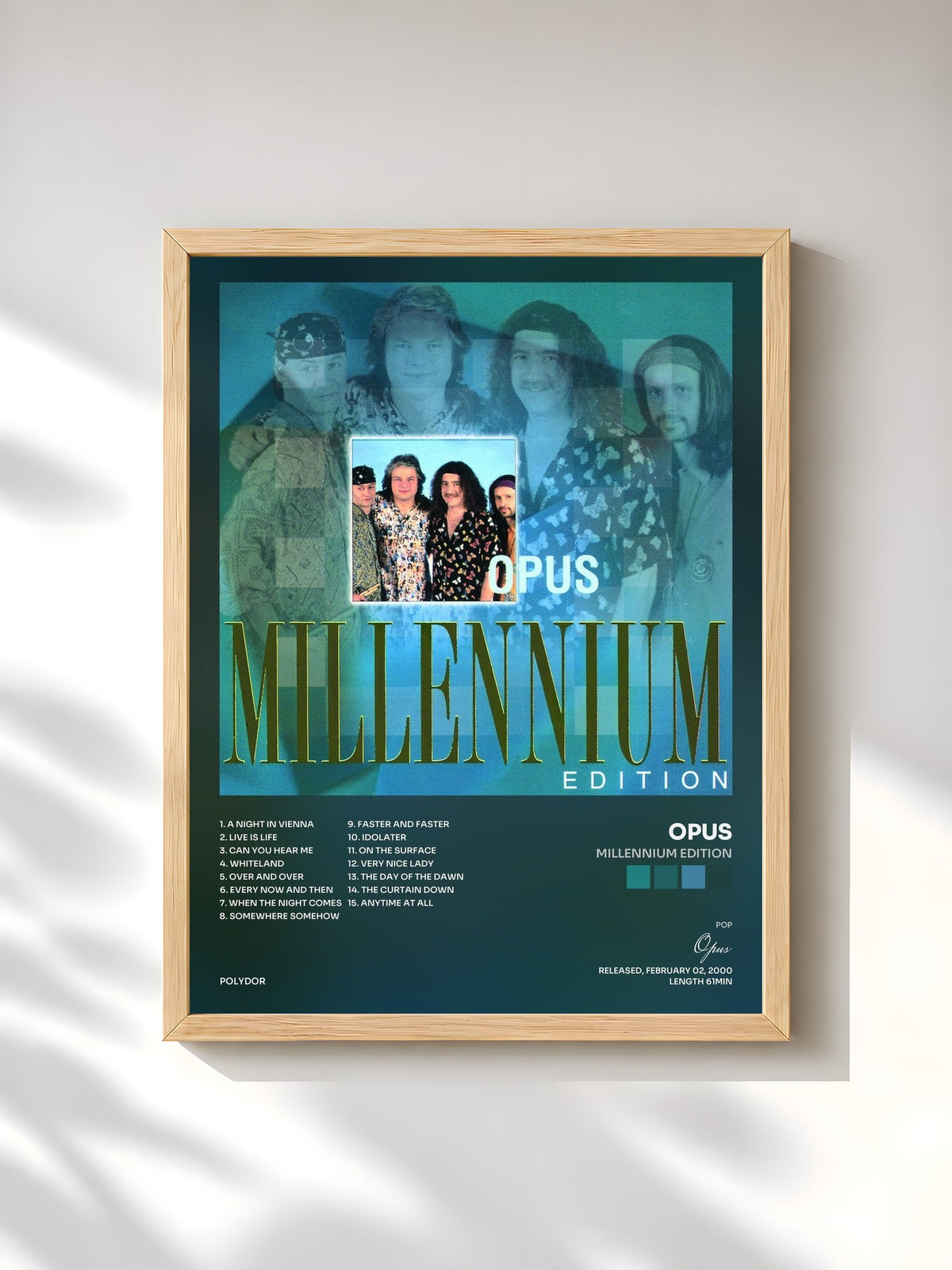 #bois Tableau de l'album Millennium Edition de Opus, cadre en bois brut, imprimé et encadré en France
