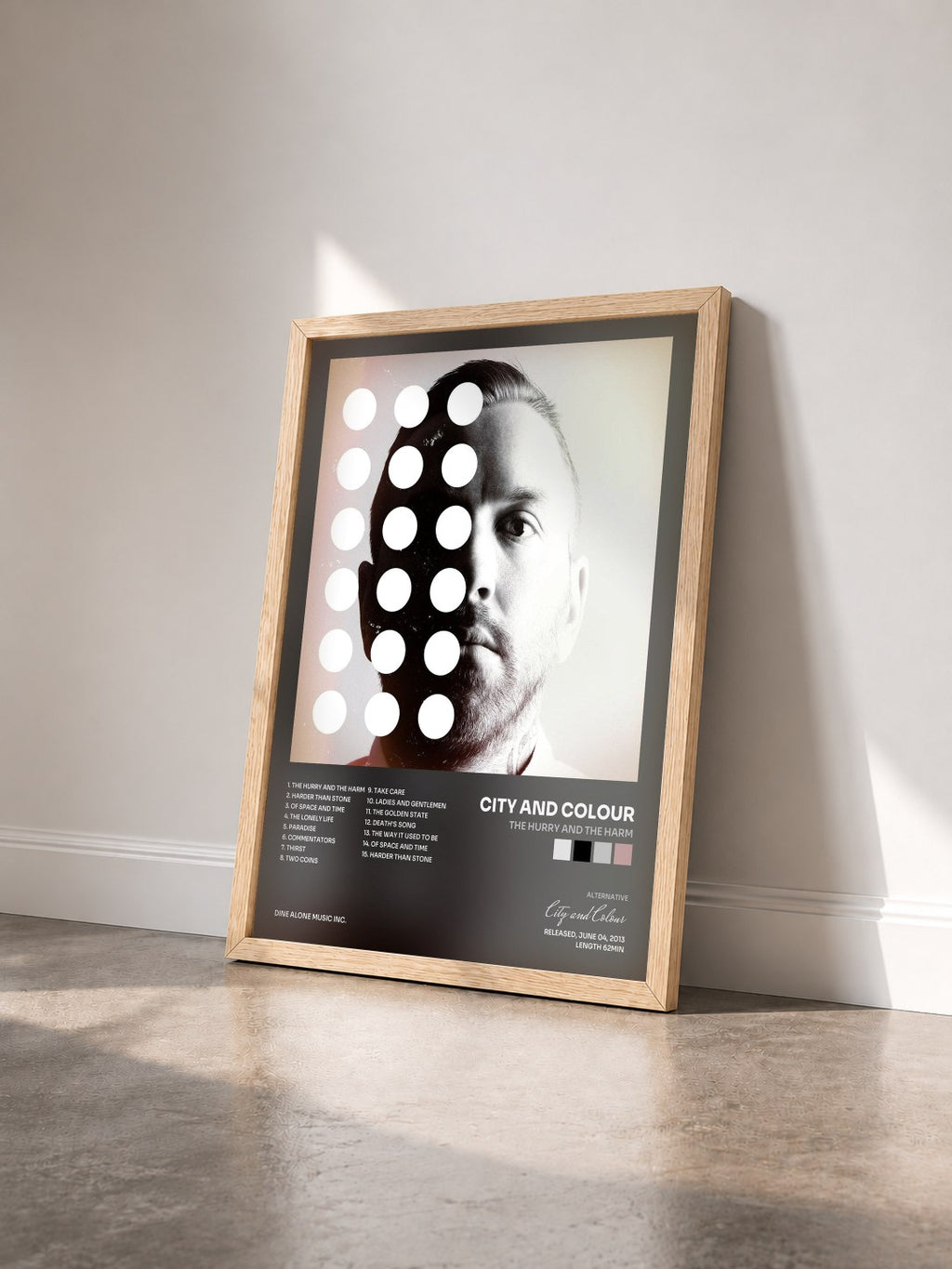 #bois Tableau de l'album The Hurry and the Harm de City and Colour vu de trois quarts, cadre en bois brut