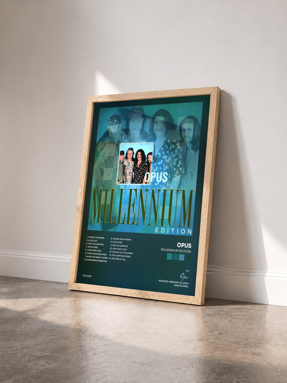 #bois Tableau de l'album Millennium Edition de Opus vu de trois quarts, cadre en bois brut