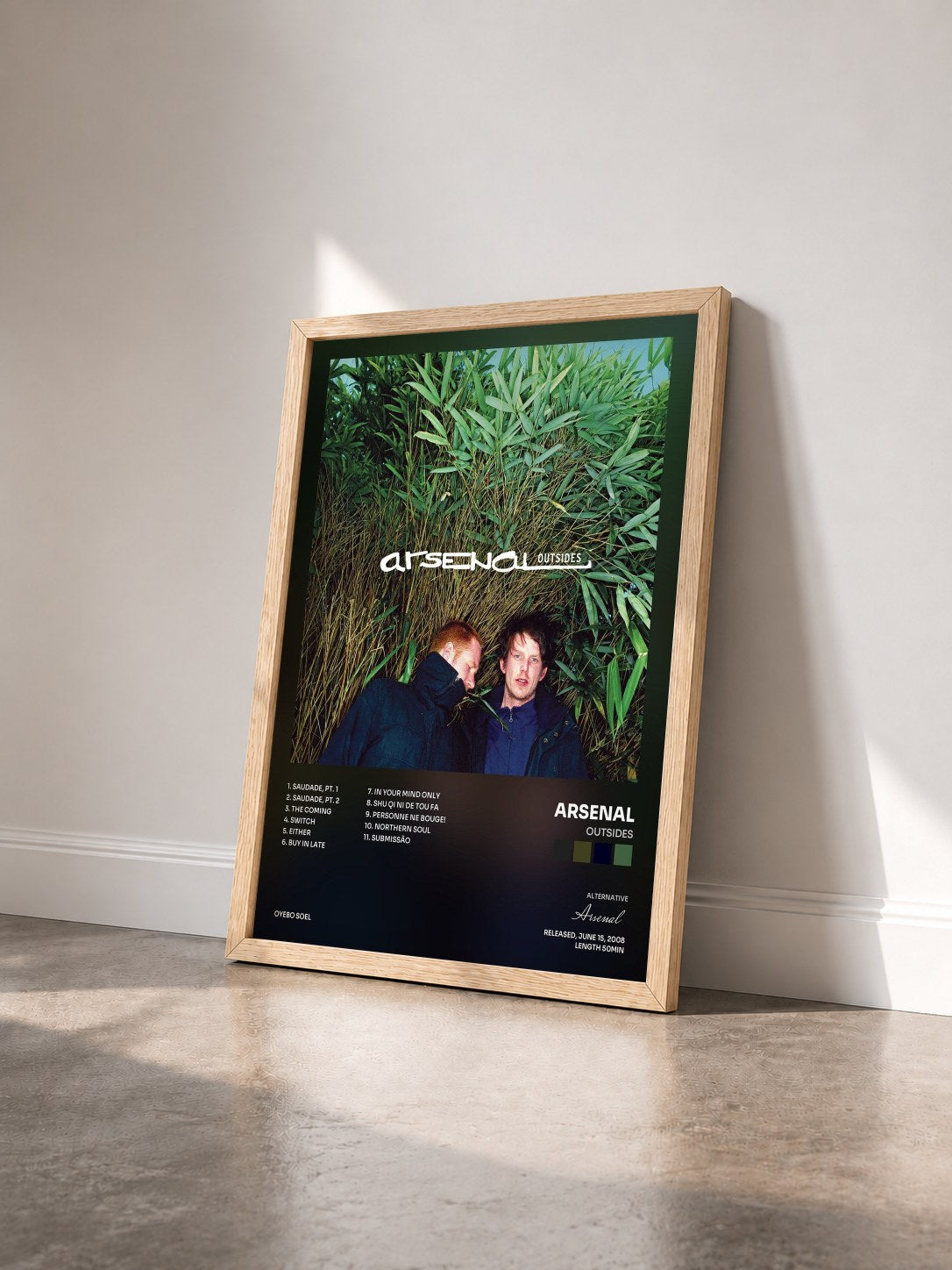 #bois Tableau de l'album Outsides de Arsenal vu de trois quarts, cadre en bois brut