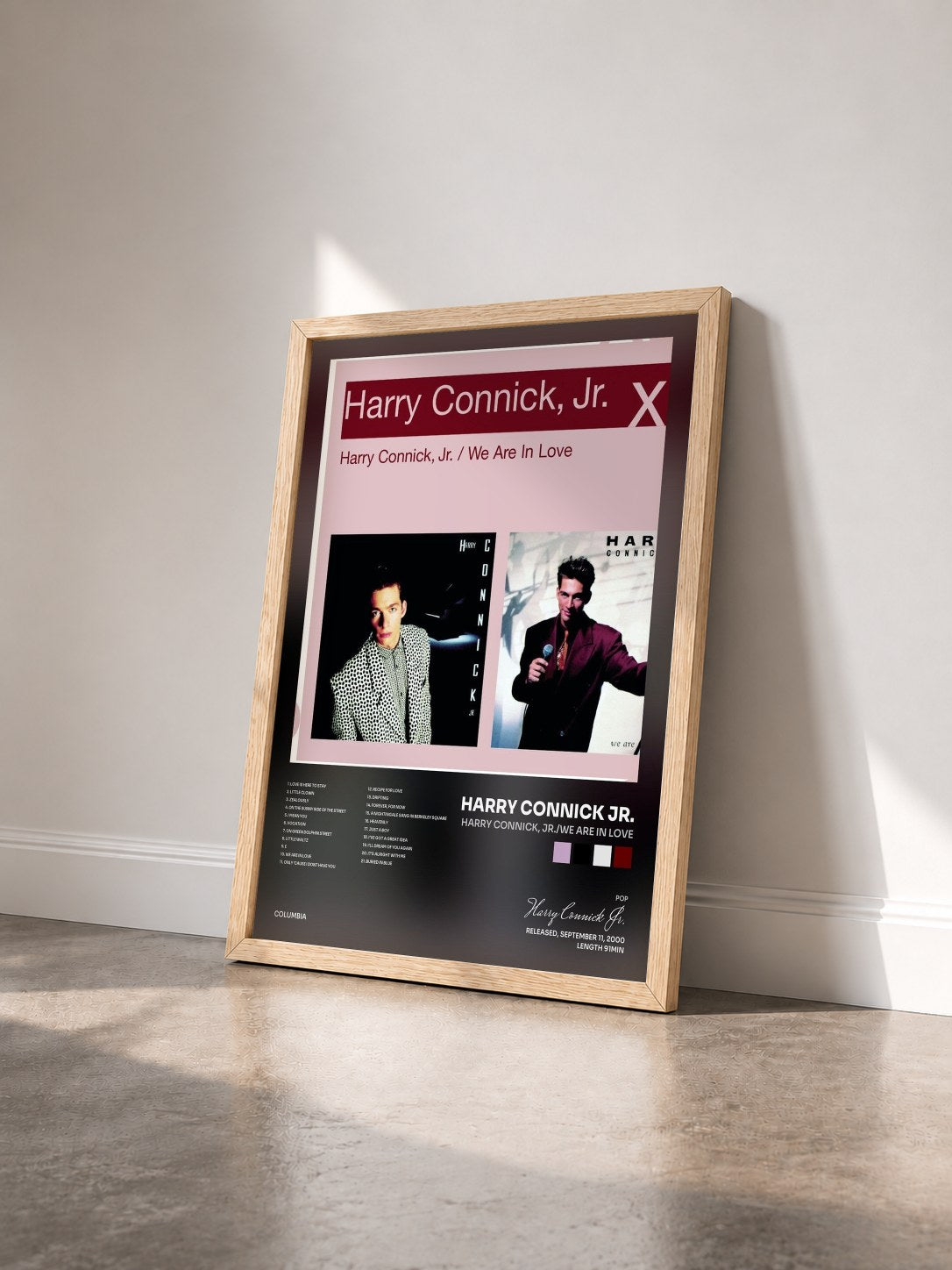 #bois Tableau de l'album Harry Connick, Jr./We Are In Love de Harry Connick Jr. vu de trois quarts, cadre en bois brut