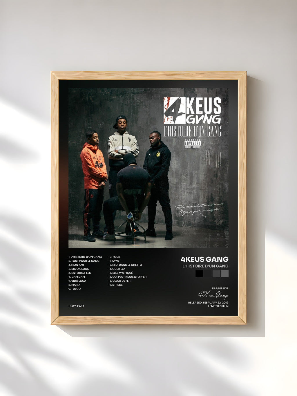 #bois Tableau de l'album L'histoire d'un gang de 4Keus Gang, cadre en bois brut, imprimé et encadré en France