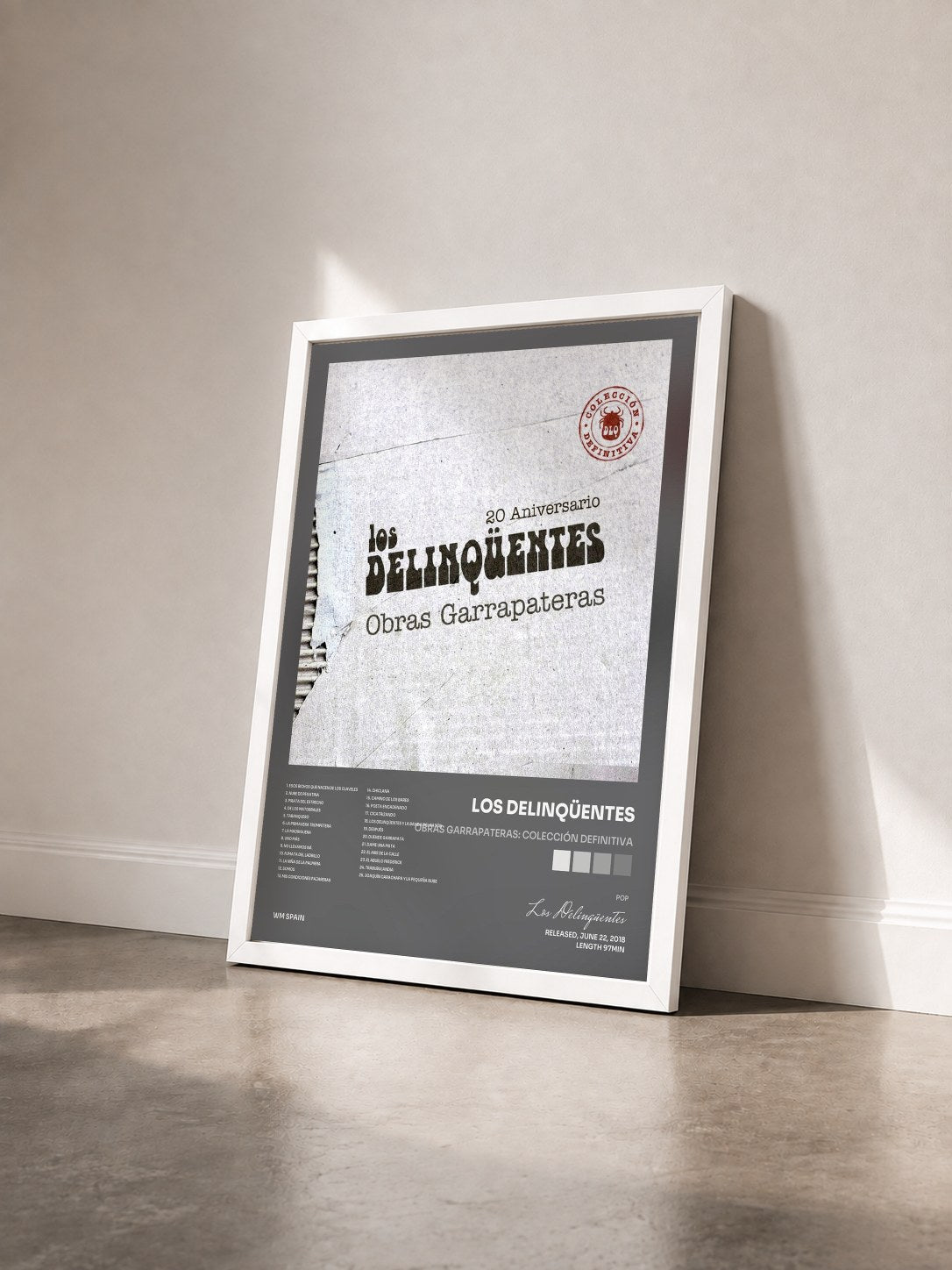 #blanc Tableau de l'album Obras Garrapateras: Colección Definitiva de Los Delinqüentes vu de trois quarts, cadre blanc