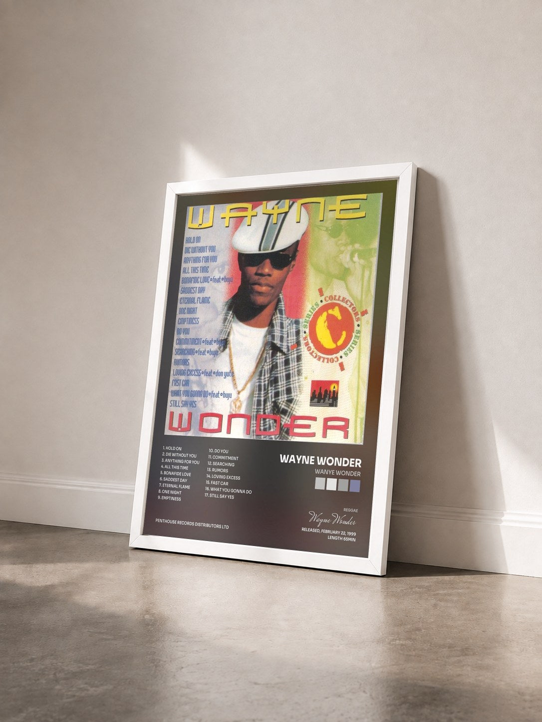 #blanc Tableau de l'album Wanye Wonder de Wayne Wonder vu de trois quarts, cadre blanc